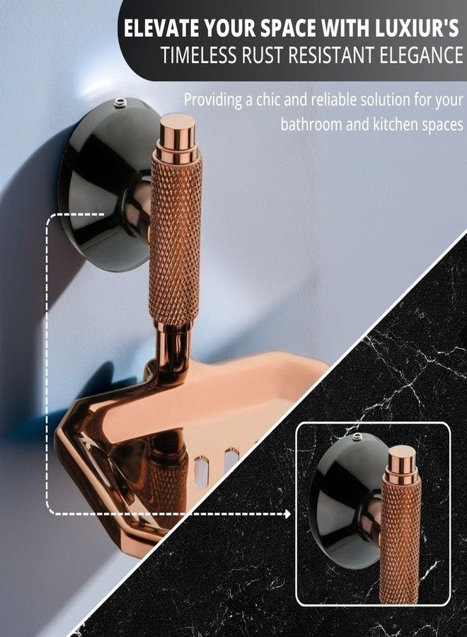 LUXIUR Wash Basin Soap Dish Holder for Bathroom and Kitchen Sink, 304 Stainless Steel Stand for Wall Mount Kitchen Accessories Items, Bathroom Accessories, PVD Rose Gold, Single - Image 3